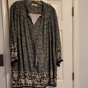 NATURAL LIFE Floral Dress - Green and Black